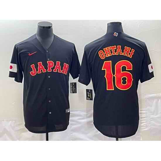 Men Japan Baseball 16 Shohei Ohtani 2023 Black World Baseball Classic Stitched JerseyS